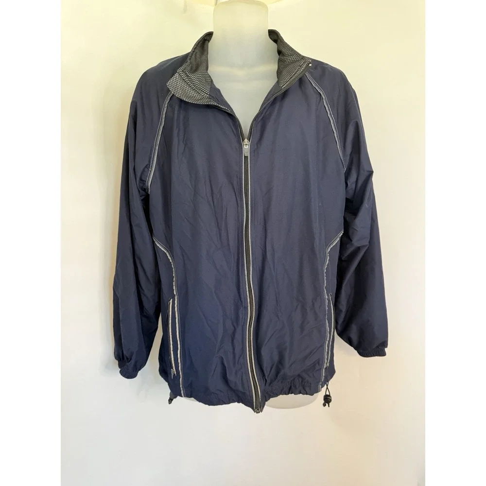 Roundtree & Yorke Sport Mens Jacket Blue Windbreaker‎ Vintage Medium Pockets GUC